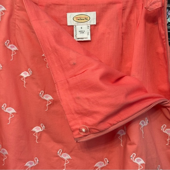 Talbots Coral Flamingo Embroidered Skirt Size 6 Cotton Lined - Picture 4 of 7